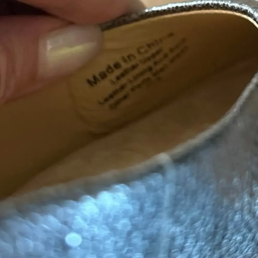 Trotters Estee Woven Leather Flats 7.5W Silver Metallic Pointed Toe Comfort